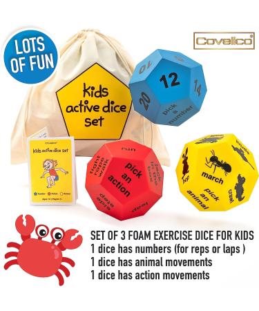 Covelico Kids Exercise Dice | Movement Games for Active Play | Physical Education Equipment for Fun Workouts - Buy Online on SooperMarket.com