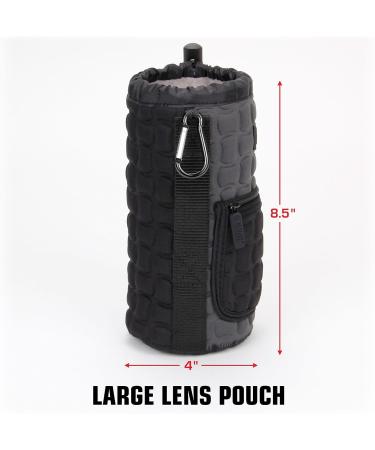 USA GEAR FlexARMOR-X Large Lens Case Pouch - Deluxe Neoprene Protection - Fits 70-300mm Lens - Carabiner Clip, Zippered Pocket - Black/Gray - Buy Online on SooperMarket.com