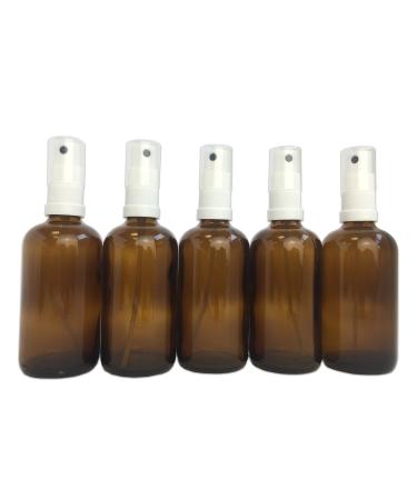 Glass bottles with atomizer set 5 x 100ml - medicine bottle made of brown glass with spray head DIN18 - BPA free