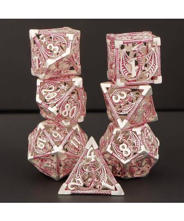 Metal Hollow Dragon Dice Set with Box - Custom RPG Dungeons and Dragons D&D Polyhedral Dice in Purple and Pink - Buy Online on SooperMarket.com