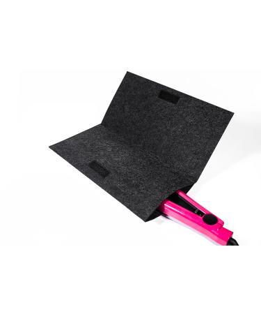 Glamza Hair Straightener Mat & Pouch - Made from Heat Resistant Safety Felt - Ideal for Home & Travel (Dark Grey)