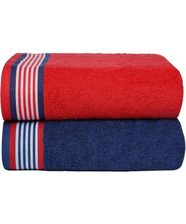 CASA COPENHAGEN 550 GSM 6Pcs Towel Set - Super Soft Egyptian Cotton Towels for Bath, Kitchen & Shower - American Blue & Red - Buy Online on SooperMarket.com