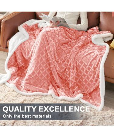 Sherpa Queen Size Pink Throw Blanket 90x90 - Cozy & Soft Fleece Blanket for Couch, Sofa, Bed - Reversible & Fluffy - Plush Brushed Finish - Buy Online on SooperMarket.com