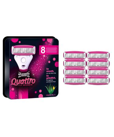 WILKINSON SWORD - Quattro For Women | Smooth Glide | Pack of 8 Razor Blade Refills 8 count (Pack of 1)