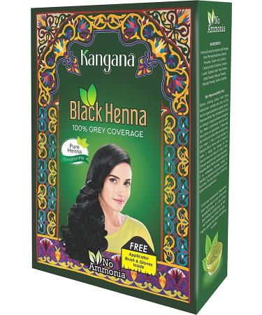 Kangana Black Henna Hair Dye Powder for 100% Grey Coverage - 6 Pouches, 60g | Natural Black Henna Hair Color - Buy Online on SooperMarket.com