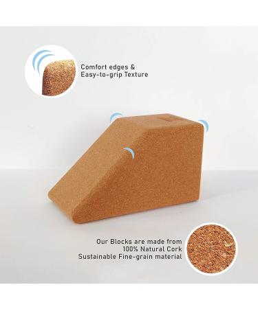 Multifunctional Cork Yoga Blocks 2 Pack - Trapezoid Set for Regular, Handstand, Wrist Support & Calf Stretch - Firm Exercise Accessories - Buy Online on SooperMarket.com