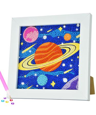 Aclarastra Diamond Painting Kits for Kids - Space Diamond Art for Kids Boys Gifts Ages 6-8-10-12  Mosaic Dot Gem Art Painting Kit with Frame  Space Themed Gifts Toy Decor Arts and Crafts for Boy Girl Planet