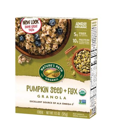 Nature's Path Organic Pumpkin Seed and Flax Granola, 11.5 Ounce (Pack of 12), Non-GMO, Heart Healthy, High Fiber, 6g Plant Based Protein