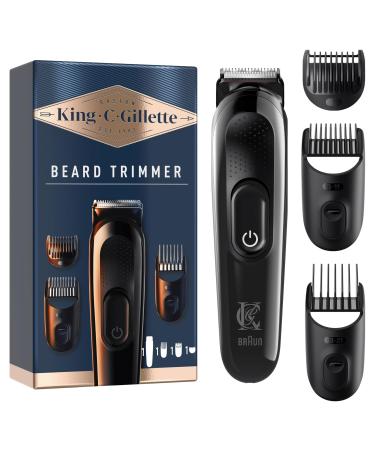 King C. Gillette Cordless Beard Trimmer Kit for Men with Lifetime Sharp Blades Includes 3 Interchangeable Hair Clipper Combs Gifts for Men 2 Pin UK Plug