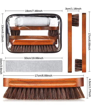 4 Pcs Horsehair Shoe Brush Kit with Polishing Daubers & Applicators - Leather Care Brushes Set for Shine Cleaning - Includes Cloth and Bag (Shoe Brush Set E) - Buy Online on SooperMarket.com