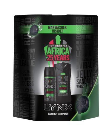 Lynx Africa Trio Washbag Manwasher Gift Set Lynx Manwasher Shower Sponge Loofahs Bath Shower Scrub Exfoliating Body Brush Pouf Scrubber Mesh Bath Loofah Body Puff With Deodorant and shower gel