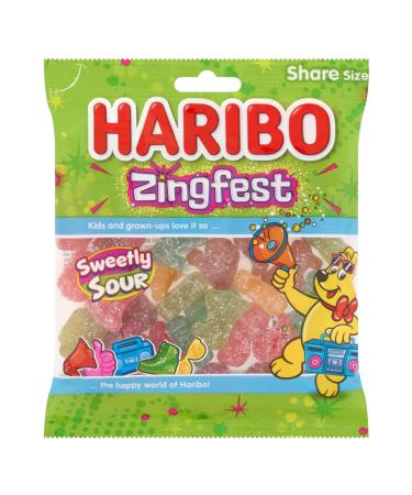 Zingfest Zingy and Zesty Gummy Sugar Coated Sweets Fizzy Sweet and Sour 150g 1x Share Bag