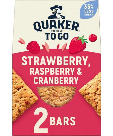 Quaker Porridge To Go Breakfast Bars Strawberry Raspberry & Cranberry Flavour 2x55g (Case of 6) - Buy Online on SooperMarket.com