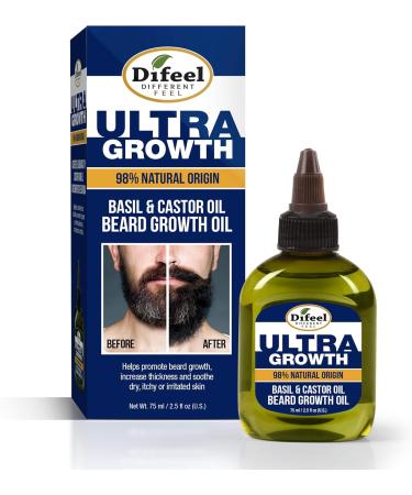 Difeel Men's Ultra Growth Basil and Castor Beard Oil 2.5 oz. - Natural Hair Growth Solution - Buy Online on SooperMarket.com