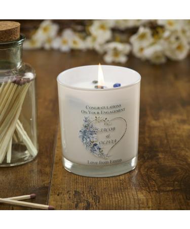 Personalised Candle Gift for Engagement Couple with Palm Tropical Heart (Sea Breeze)