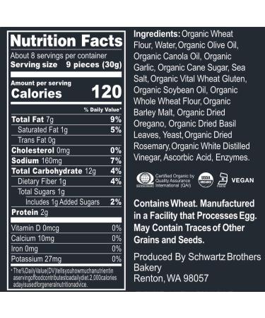 Schwartz Brothers Bakery Organic Garlic & Herb Bagel Chips | Kosher & Vegan | Artisanal | 8oz Container (Pack of 2) - Buy Online on SooperMarket.com