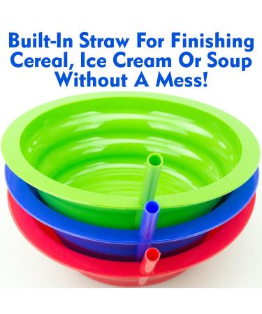 6 Pack USA-Made BPA Free Sippy Bowls for Kids - Child-Safe Cereal Bowls with Built-In Straw for Melted Ice Cream & Soup Sipping - Buy Online on SooperMarket.com