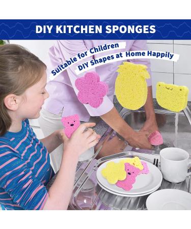CELOX Large Eco-Friendly Cellulose Kitchen Sponges - 24 Pack Super Absorbent Cleaning Sponges for Dishes - DIY Kids Sponges in Pink-yellow (4.5 x 2.8 x 0.6) - Buy Online on SooperMarket.com