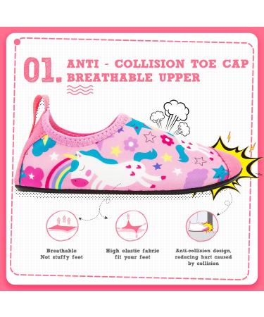 CROVA Kids Water Shoes - Non-Slip Aqua Socks for Boys Girls Toddler - Pink Unicorn Design - Size 9.5-10.5 Little Kid - Buy Online on SooperMarket.com