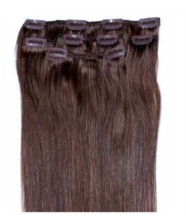 Forever Young Hair Extensions Real Human Hair Extensions Clip In Half Head 40g 16" Length Medium Brown #4