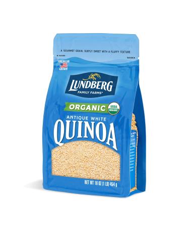 Lundberg Family Farms - Organic Quinoa Antique White, 9 Essential Amino Acids, Excellent Source of Protein & Fiber, Non-GMO, Gluten-Free, USDA Certified Organic, Vegan, Kosher (16 oz) Antique White Quinoa 16 Ounce (Pack