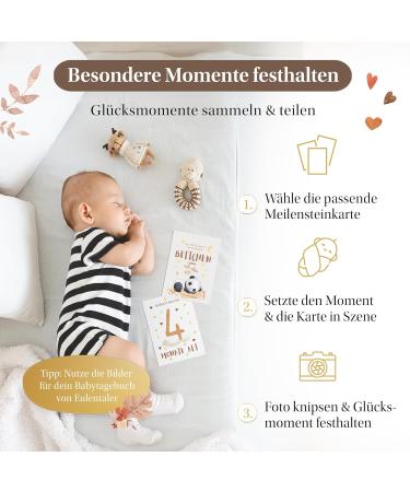 Eulentaler Milestone Cards Set | Boho Style Baby Milestones | 48 Cards Gift Box for Boys & Girls | Perfect for Birth & Baby Parties - Buy Online on SooperMarket.com