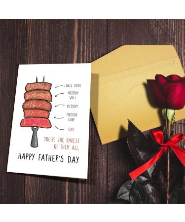 Nchigedy Funny Steak Father's Day Card | Cute Gift from Daughter or Son | You're the Rarest of Them All #14 | International Shipping Available - Buy Online on SooperMarket.com