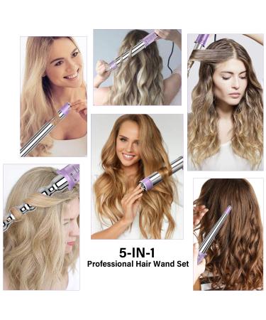 5 in 1 Curling Wand Set with Interchangeable Barrels for Wavy Hair Styling | LCD Display & Temperature Adjustment | Gifts for Women - Buy Online on SooperMarket.com