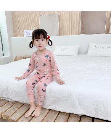 YANWANG 100% Cotton Baby Pajamas Set | Long Sleeve Sleepwear | Pink Rabbit Design | 3-4 Years - Buy Online on SooperMarket.com