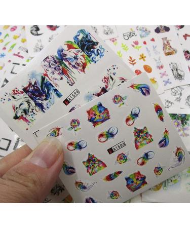 48 Sheet Water Transfer Nail Sticker Decals with Rhinestones, Metal Studs, Nail Files, Dotting Pen - Nail Art Tools Kit for DIY Manicure and Fingernail Designs - Buy Online on SooperMarket.com