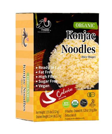 YUHO Organic Shirataki Konjac Pasta 8 Pack Inside, Vegan, Low Calorie Food, Fat Free, Keto Friendly, Zero Carbs, Holiday Gifts, Healthy Diet Pasta 53.61 Oz, 8 Rice