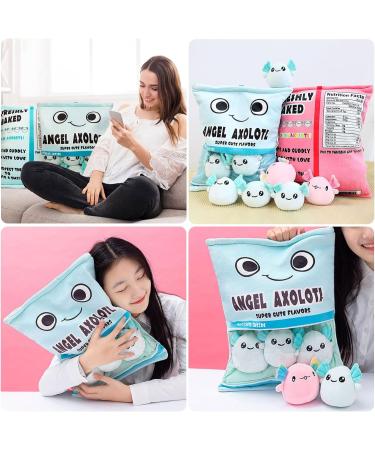 HXPLN Cute Snack Pillow Axolotl Plush Doll - Kawaii Pudding Cushion Gift for Kids - 6 Blue Axolotls Included - Buy Online on SooperMarket.com