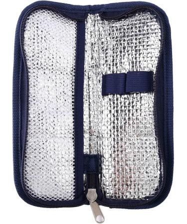 Knadgbft Portable Insulin Cooler Bag Diabetic Insulin Travel Case Cooler Pill Box Aluminum Foil Ice Bag (Navy Blue) - Buy Online on SooperMarket.com