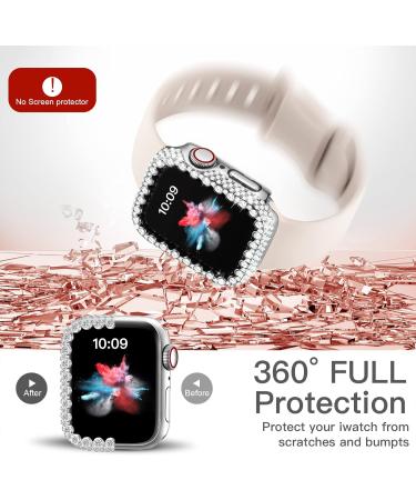 Bling Bumper Case Compatible with Apple Watch Series 6 5 4 Se 44mm Diamond Protective Face Cover for Women Hard PC Frame Protector for iWatch 44mm Silver Silver 44mm - Buy Online on SooperMarket.com