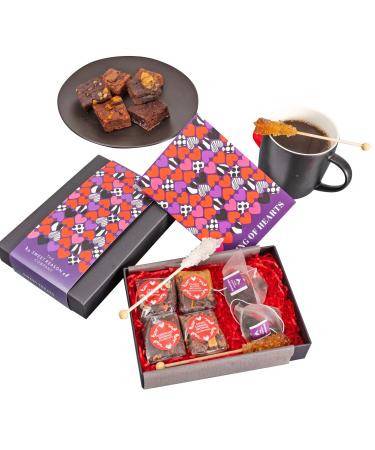 The Sweet Reason Company Gluten-Free Afternoon Tea Gift for 2 with Homemade Brownies Teapigs Teabags and 2X Sugar Swizzle Sticks. Gluten Free Gifts. Gifts for Him. (King of Hearts Gluten Free)