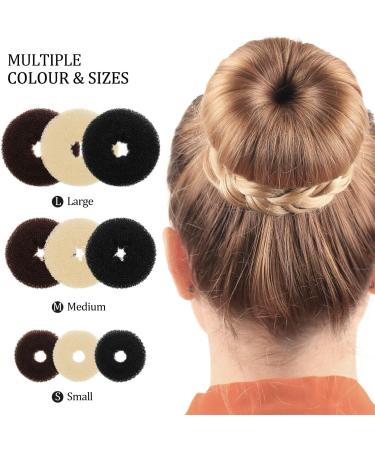 9 Pieces Donut Bun Maker Hair Bun Maker Bun Maker Bun Maker Ring Style with 12 Pieces Hair Bands and 32 Pieces Hair Pins (Black Brown Beige) - Buy Online on SooperMarket.com
