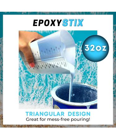 EpoxyStix 32oz Triangular Mixing Cups - Pack of 10 - Polypropylene, Ideal for Mixing and Pouring - Measurements in Ounces and Cubic Centimeter - Buy Online on SooperMarket.com