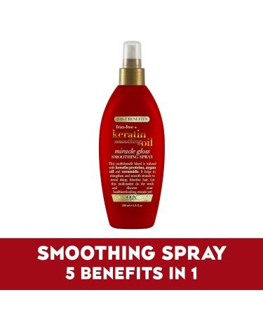 OGX Frizz-Free + Keratin Smoothing Oil Miracle Gloss Spray 5 in 1 De-frizz & Shiny Hair Argan Oil - Buy Online on SooperMarket.com