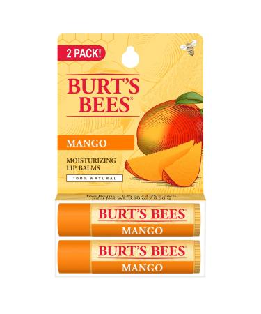Burt's Bees 100% Natural Lip Balm Mango BlistPack 0.3 Ounce 2 Count by Burt's Bees Mango 2 pieces (1 pack)