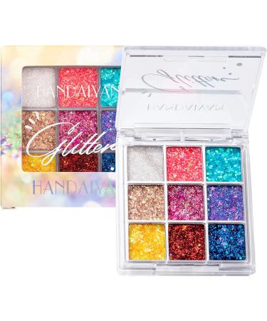 MIESCHER Colorful Glitter Eyeshadow Palette - 9 Shimmer Colors | Waterproof & Long Lasting Professional Eye Makeup - Buy Online on SooperMarket.com