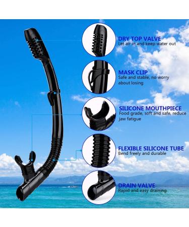 AQUA A DIVE SPORTS Dry Snorkel for Snorkeling, Scuba Diving & Swimming - Adult & Youth - Top Dry Valve, Silicone Mouthpiece - All Black - Buy Online on SooperMarket.com