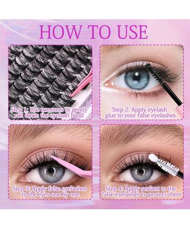 Self Adhesive Lashes Fluffy Cluster Lashes Extension Kit Reusable Self Adhesive D Curl individual Eyelash DIY Lash Extension Kit with Lash Bond and Seal Lash Applicator and Lash Tweezers - Buy Online on SooperMarket.com