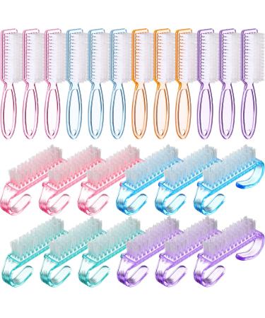 Patelai 24 Pcs Handle Grip Nail Brush Colorful Toes Nails Cleaner Brushes Hand Fingernail Scrub Cleaning Brushes Pedicure Scrubbing Tool Kit for Men and Women  Multicolor