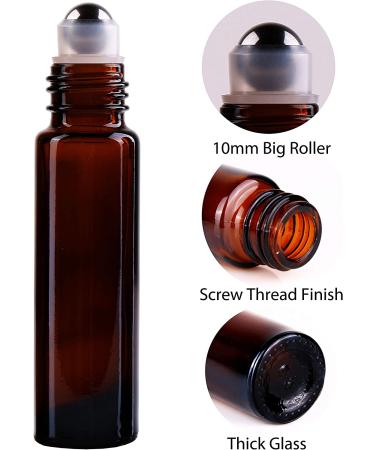 24 Pack Inice Roller Bottles for Aromatherapy Essential Oils - Amber Glass 10ml Refillable Containers with Accessories and Roller Ball - Buy Online on SooperMarket.com