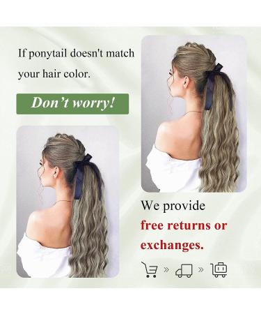 YEESHEDO Long Wavy Drawstring Ponytail Extension 26 Ash Blonde with Platinum Highlights - Buy Online on SooperMarket.com