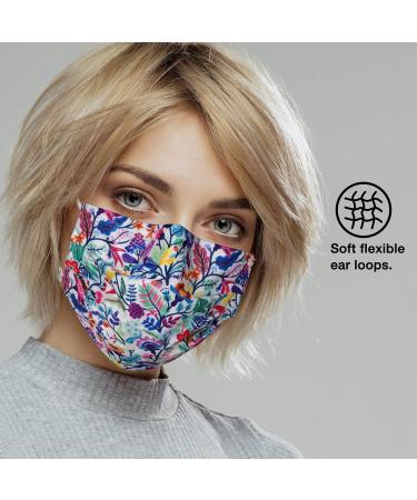 NU R Floral 3 Ply Disposable Face Mask with Filter Layer - 10pcs, Elastic Earloop, Retail Sealed Bags - FLORAL-018 - Buy Online on SooperMarket.com