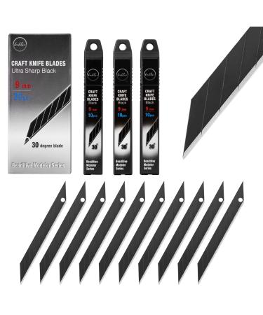 Beaditive Detail Craft Knife Blades (30 pcs) - 30 Degree Snap-Off Utility Knife Blade - Art, Craft, Model Making (Ultra Sharp Black)