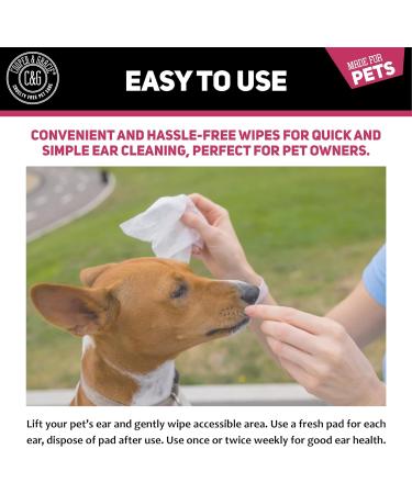 Biodegradable Anti-Fungal Ear Wipes for Dogs & Cats | 100 Soothing Cleaning Wipes | Gentle & Quick Solution for Ear Wax & Itchiness - Buy Online on SooperMarket.com