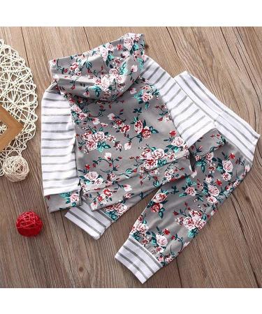 TMEOG Baby Hooded Sweatshirt and Pants Set - Floral Grey (3-6 Months) - Buy Online on SooperMarket.com