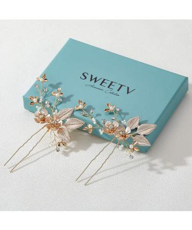SWEETV Handmade Wedding Hair Pins for Brides - 2Pcs Bridal Hair Accessories Set - Buy Online on SooperMarket.com